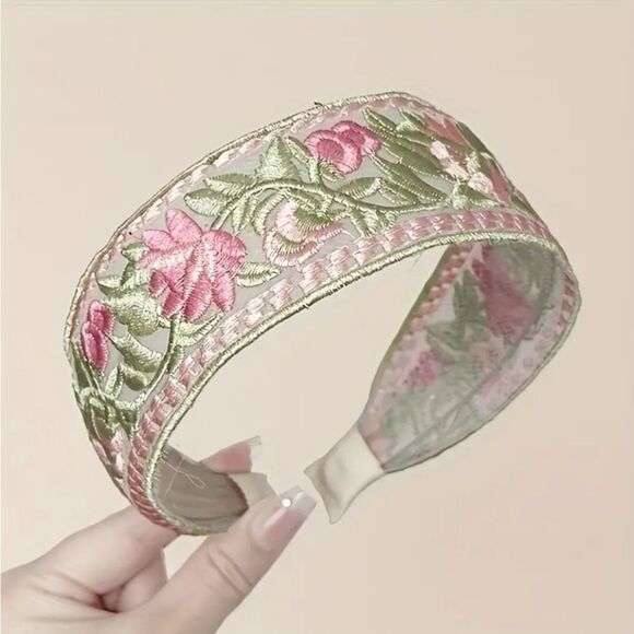 Set of 3 Embroidered Lace Floral Hairbands Headbands - Picture 3 of 4